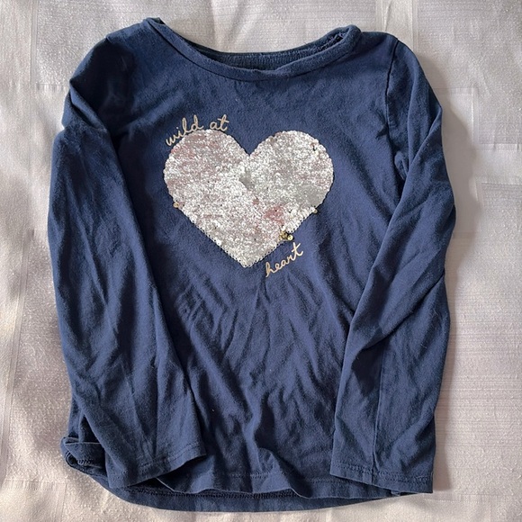 Carter’s Sequin Flip Heart Long Sleeve Tee - Picture 1 of 3